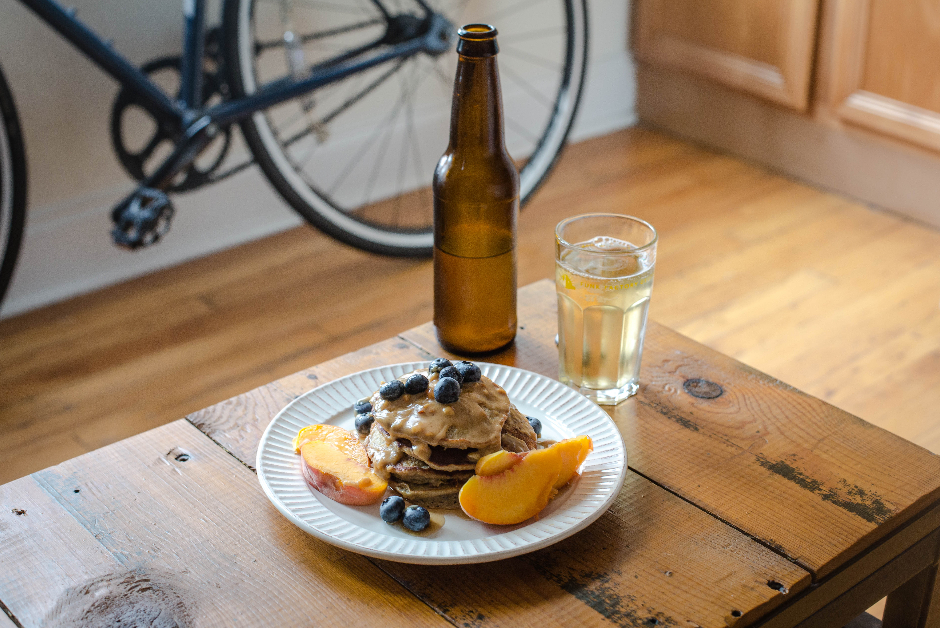 blueberry oatmeal pancakes and cider